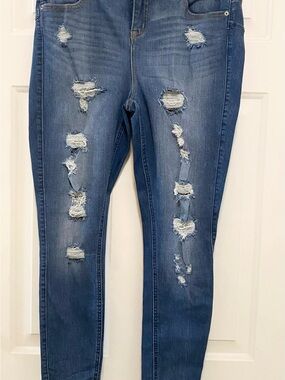 torrid Distressed Blue Skinny Jeans